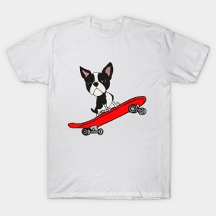 Boston Terrier On Skateboard T-Shirt